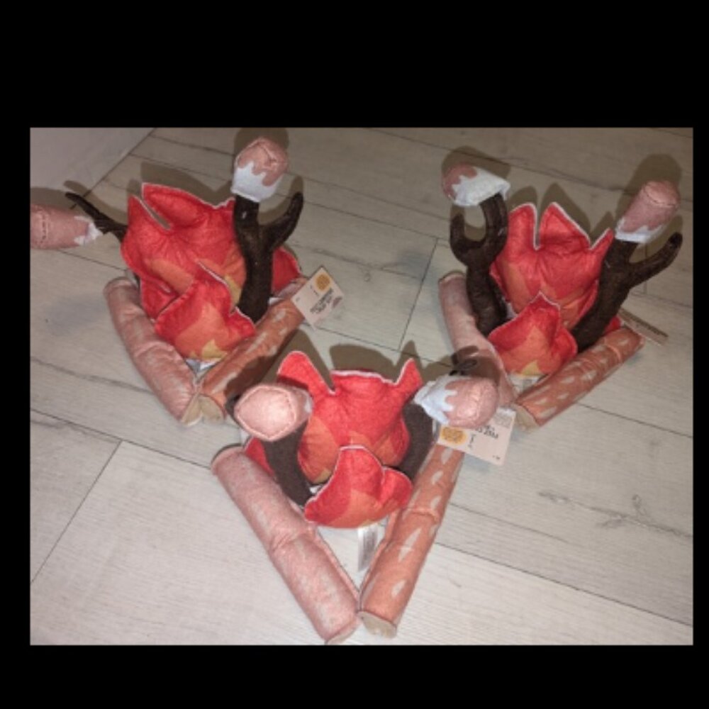 LOT OF 3 NWT - Felt Campfire Set with Marshmallows - Red and Brown